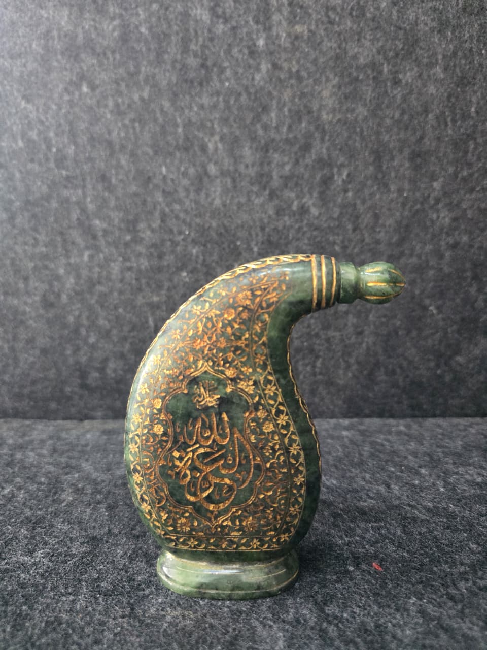 Rare mughal ottoman persian islamic handmade sufis jade stone flask with handengraved quran verses